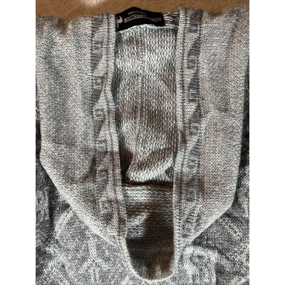 Alpaca Connection Sweater Hooded Cardigan Wooden Toggle Alpaca Wool Blend Poncho - Picture 6 of 11